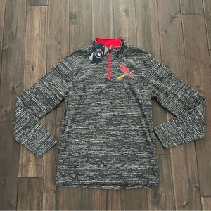 Majestic MLB Cardinals Black Heathered Mock Neck Zip Pullover S NWT
